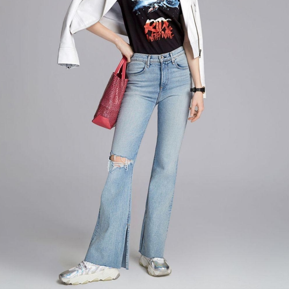 New Rag & bone Nina high rise flare light wash jeans sz 24